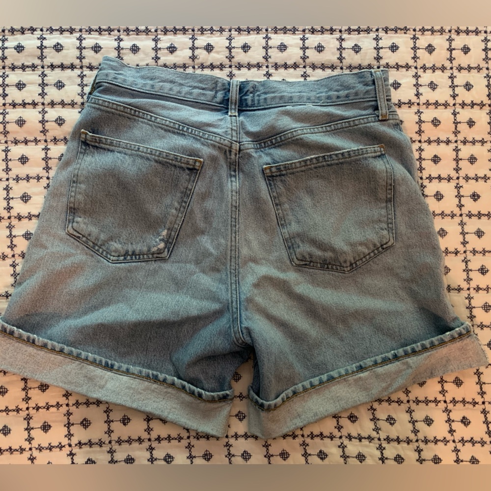 AGOLDE High-Rise Rolled Hem Dame Denim Shorts - Light Blue, EUC Size 28 - Picture 4 of 7